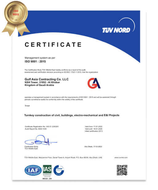 ISO Certificate 09001 Gulf Asia